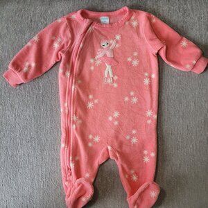 💙5/$20💙 Pekkle Pink Baby Girls' Fleece Sleeper Size 3 Months Ballerina Footed